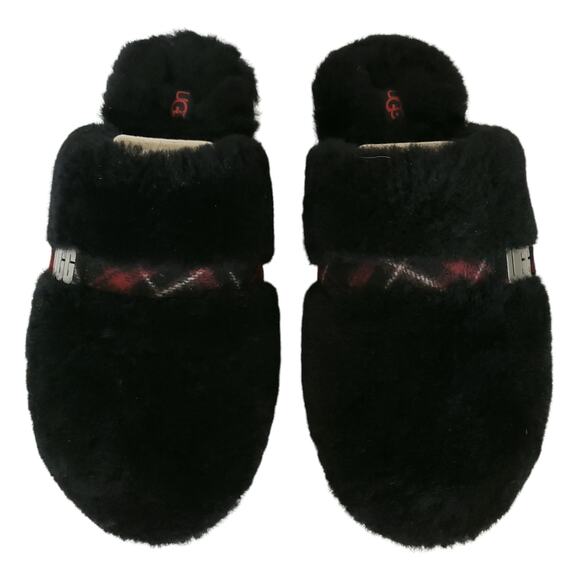 Authentic UGG Dalla Plaid black sheepskin slip on comfy slippers in box Size 10 - Picture 4 of 10